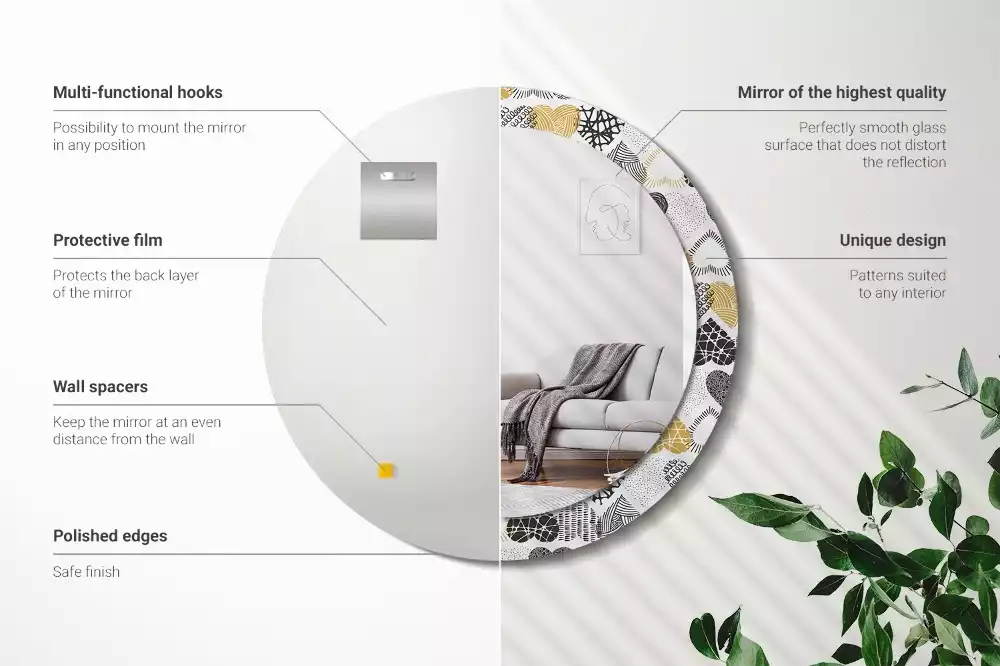 Espelho redondo decorativo Estilo Doodle de Corações