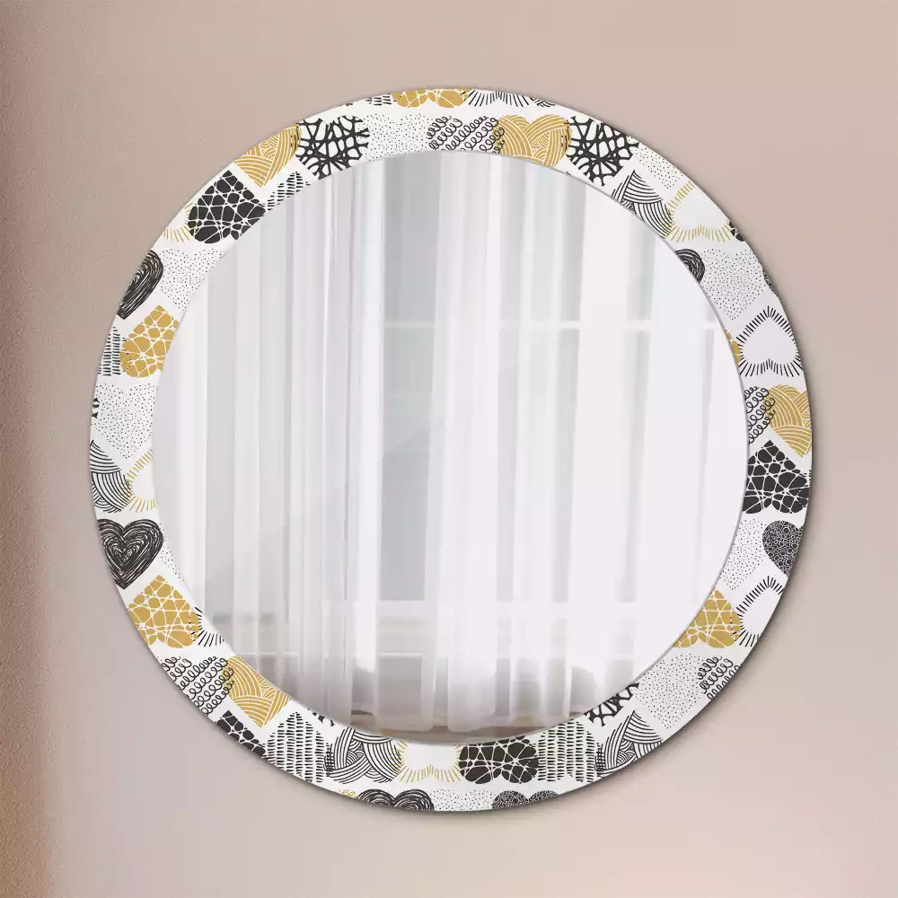 Espelho redondo decorativo Estilo Doodle de Corações