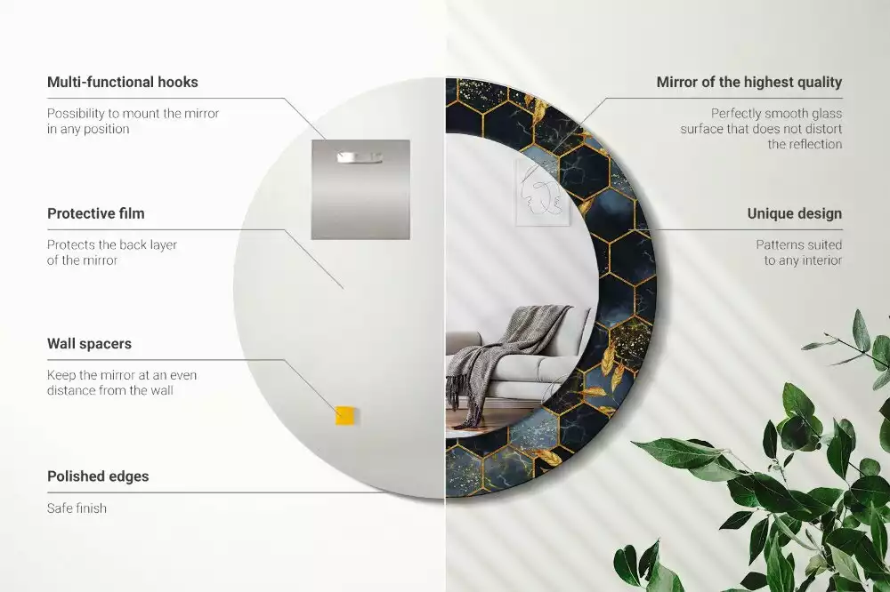 Espelho redondo decorativo Mármore hexagonal