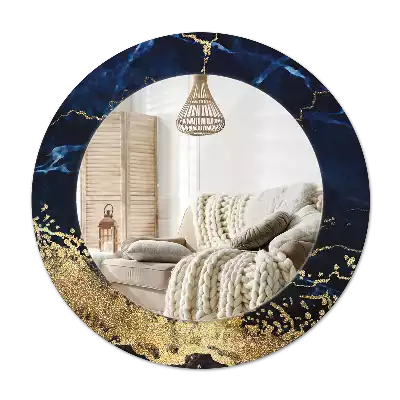 Espelho decorativo redondo Mármore azul