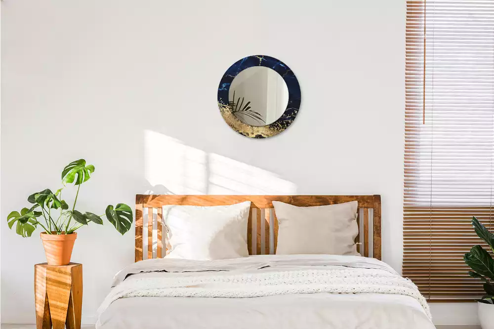 Espelho decorativo redondo Mármore azul