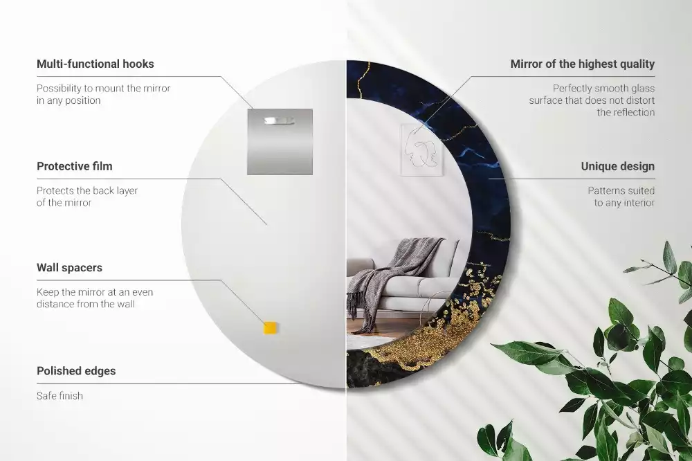 Espelho decorativo redondo Mármore azul