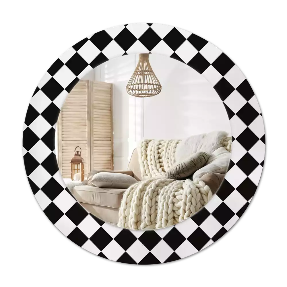 Espelho redondo decorativo Mesa de xadrez