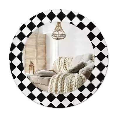 Espelho redondo decorativo Mesa de xadrez