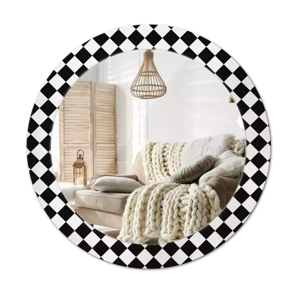 Espelho redondo decorativo Mesa de xadrez