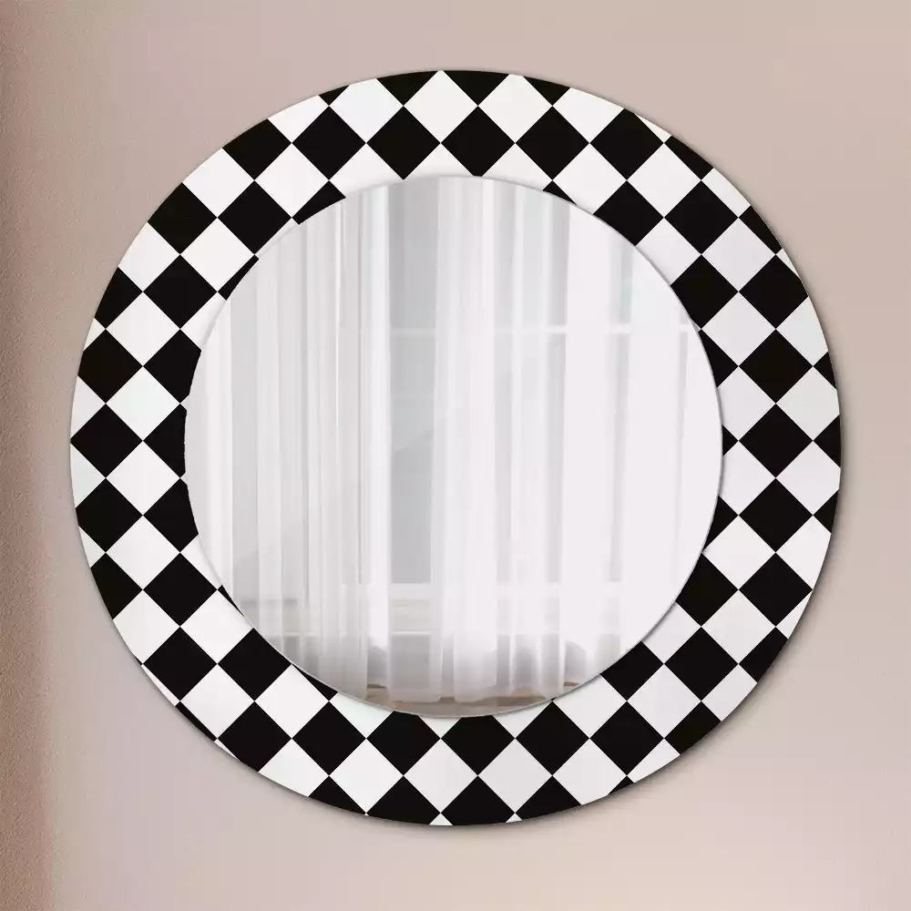 Espelho redondo decorativo Mesa de xadrez
