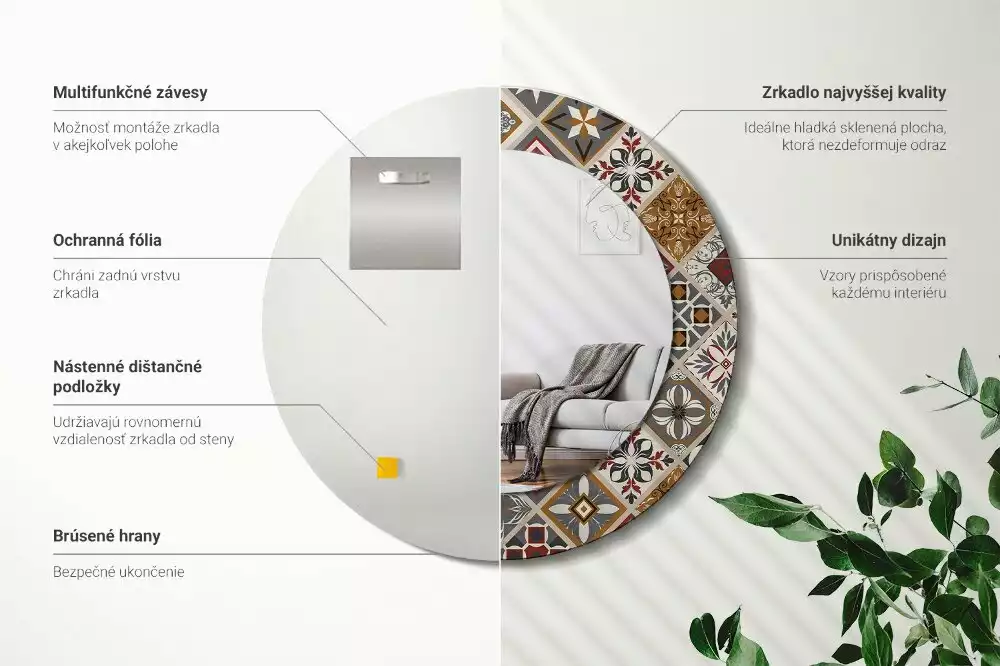 Espelho redondo decorativo Padrão turco