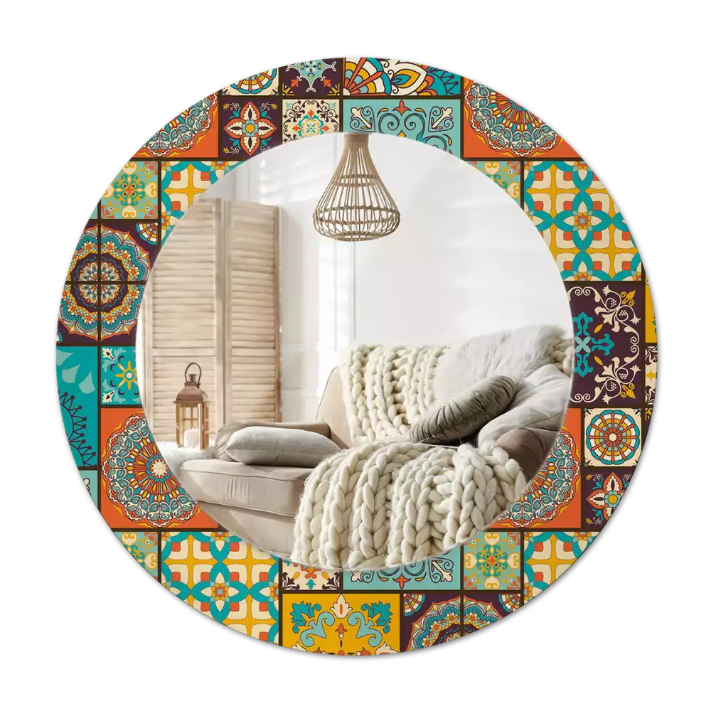 Espelho decorativo redondo Padrão árabe