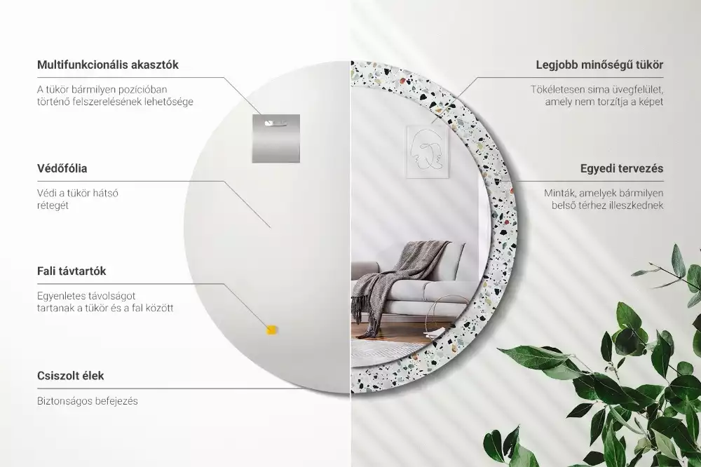 Espelho redondo decorativo Pedra natural