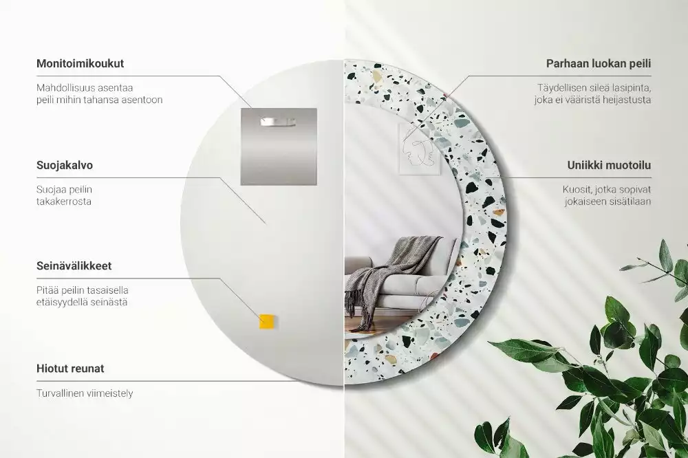 Espelho redondo decorativo Pedra natural