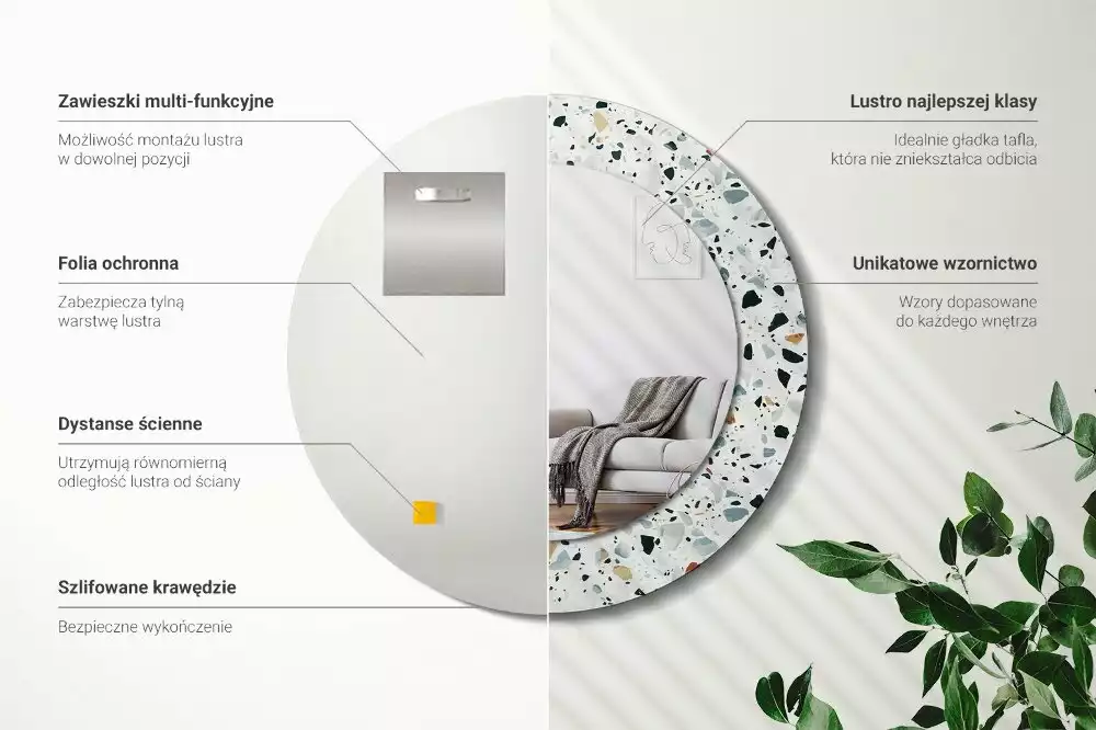 Espelho redondo decorativo Pedra natural