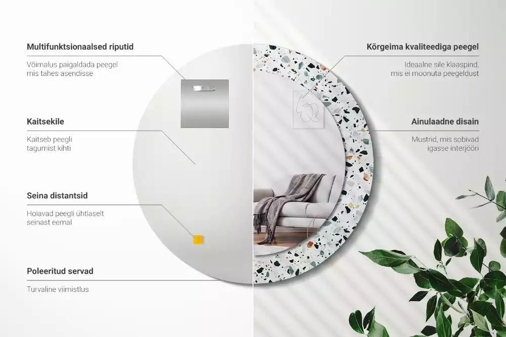 Espelho redondo decorativo Pedra natural