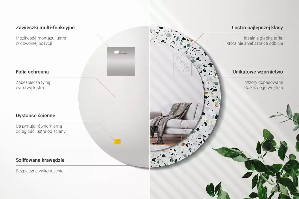 Espelho redondo decorativo Pedra natural