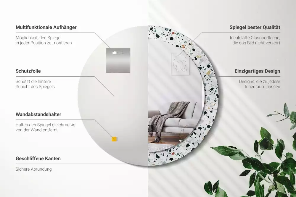 Espelho redondo decorativo Pedra natural