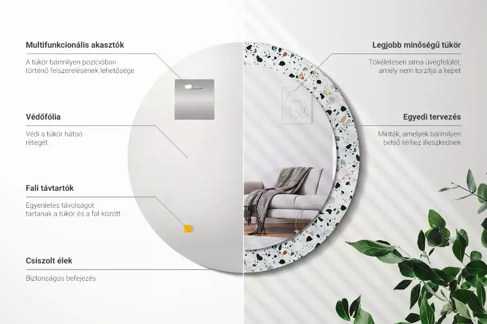 Espelho redondo decorativo Pedra natural