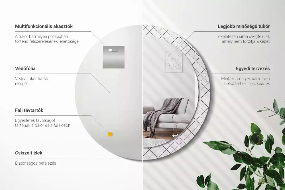 Espelho decorativo redondo Linhas transversais