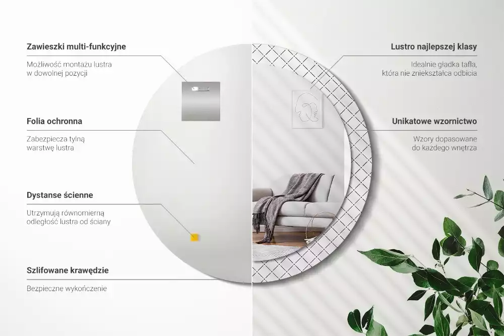 Espelho decorativo redondo Linhas transversais