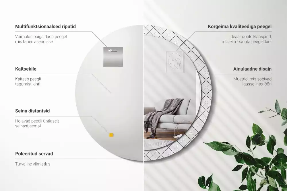 Espelho decorativo redondo Linhas transversais