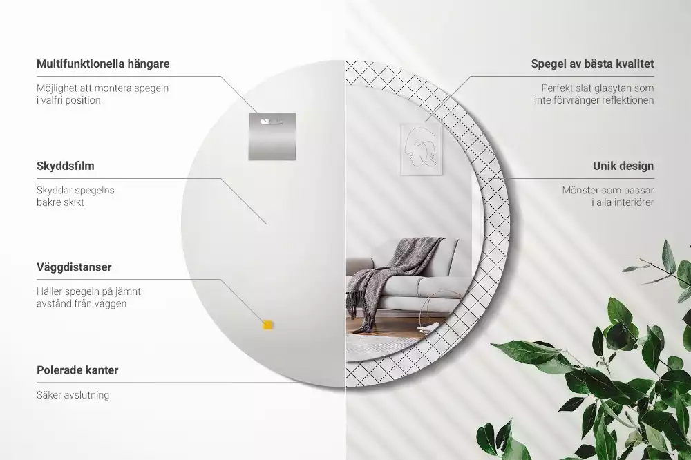 Espelho decorativo redondo Linhas transversais