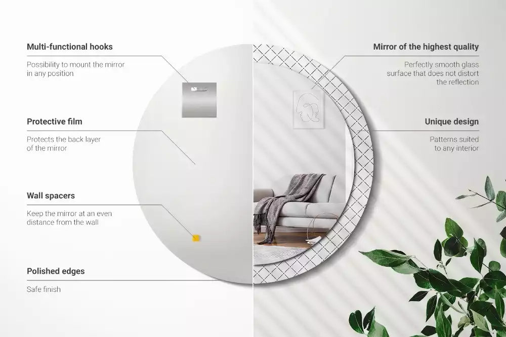 Espelho decorativo redondo Linhas transversais