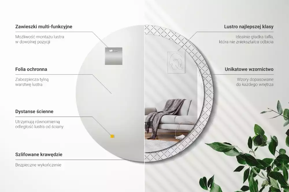 Espelho decorativo redondo Linhas transversais