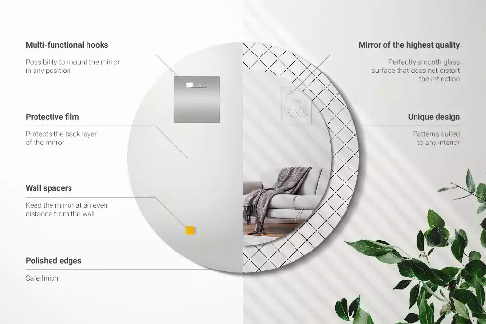 Espelho decorativo redondo Linhas transversais