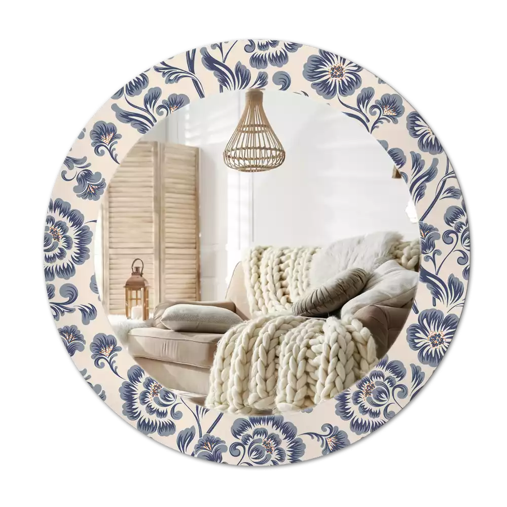 Espelho decorativo redondo Padrão floral