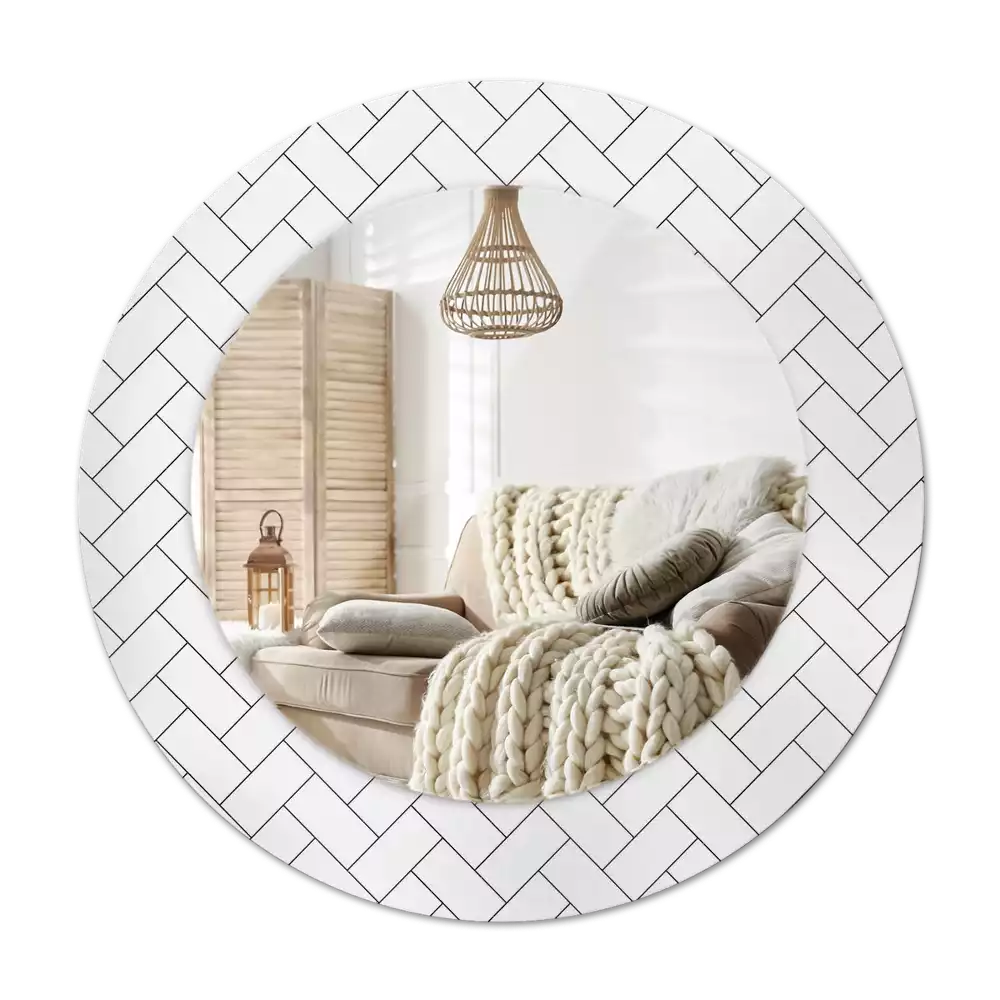 Espelho redondo decorativo Espinha de peixe