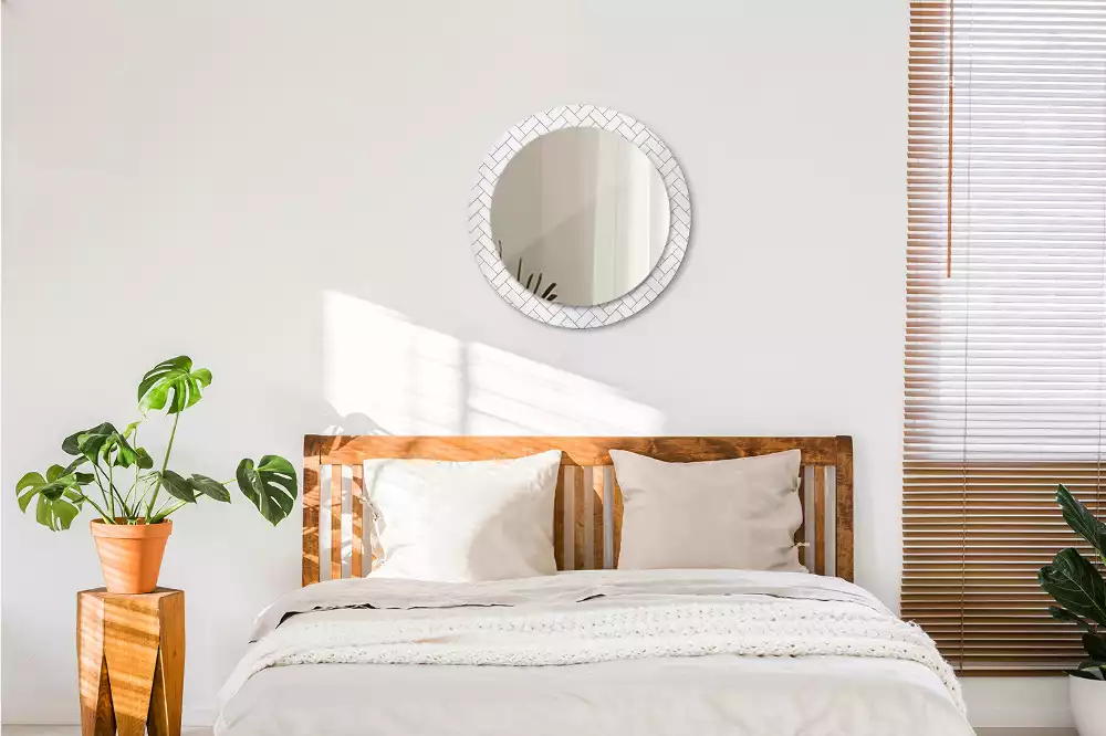 Espelho redondo decorativo Espinha de peixe