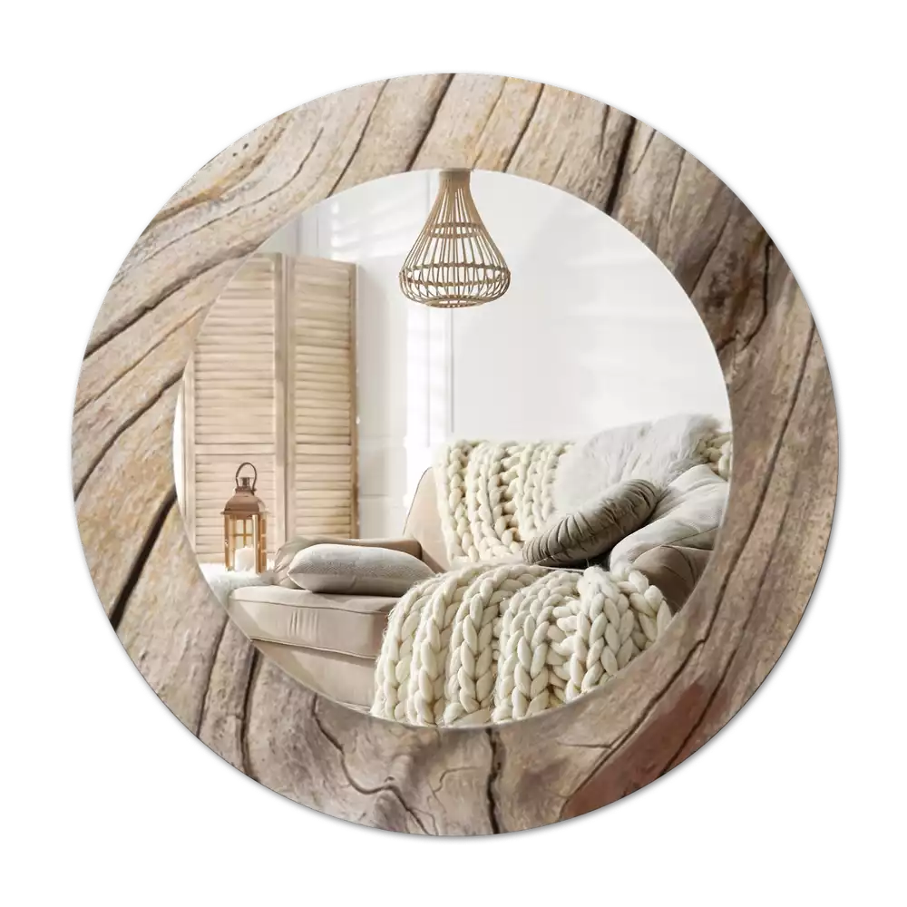 Espelho decorativo redondo Madeira rachada