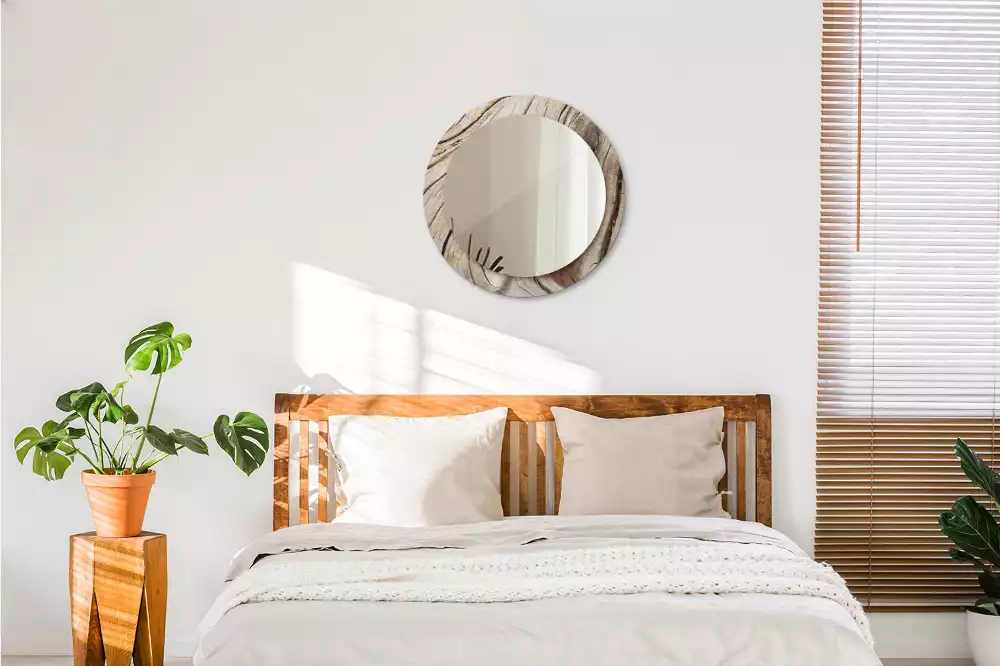 Espelho decorativo redondo Madeira rachada