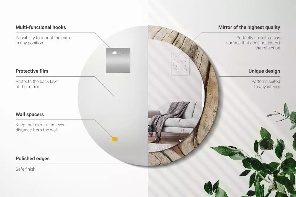 Espelho decorativo redondo Madeira rachada