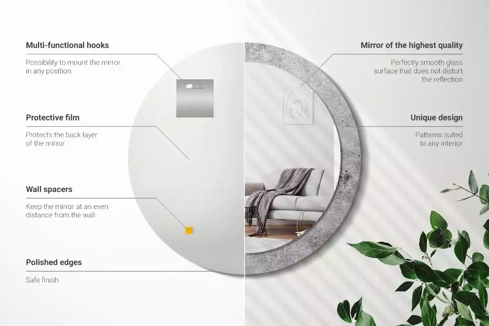 Espelho redondo decorativo Concreto cinza