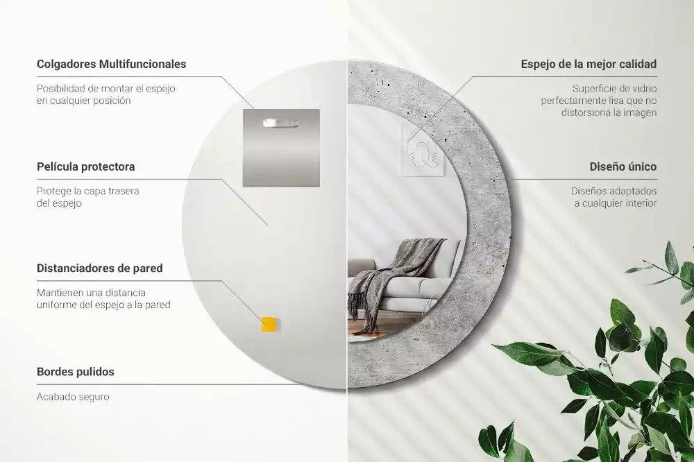 Espelho redondo decorativo Concreto cinza