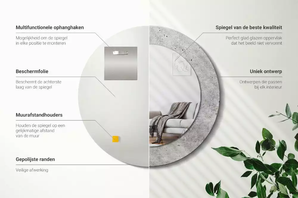 Espelho redondo decorativo Concreto cinza