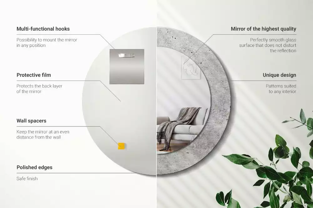 Espelho redondo decorativo Concreto cinza