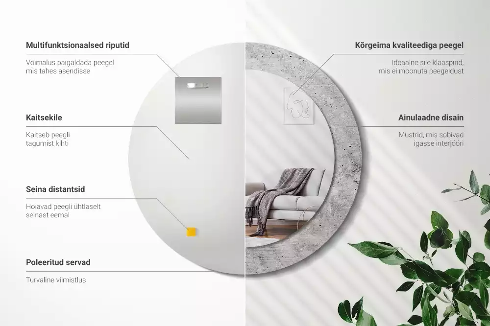 Espelho redondo decorativo Concreto cinza