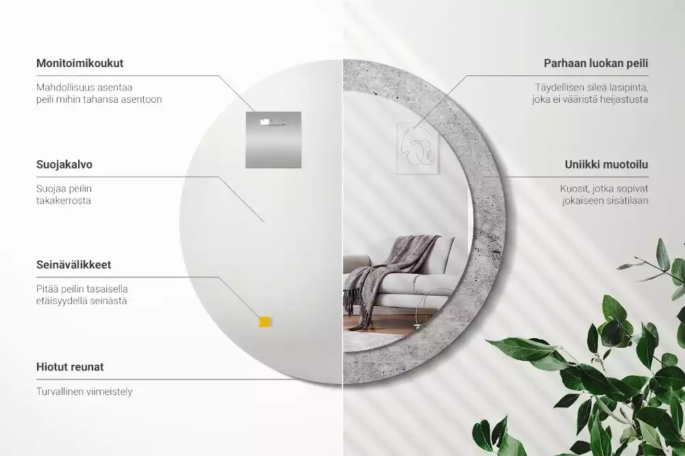 Espelho redondo decorativo Concreto cinza