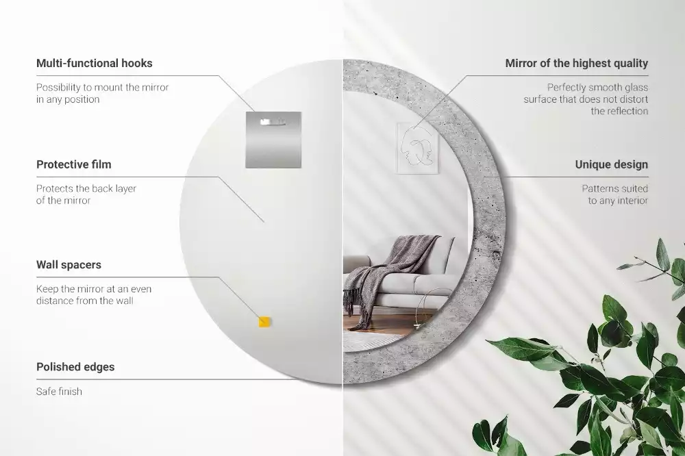 Espelho redondo decorativo Concreto cinza