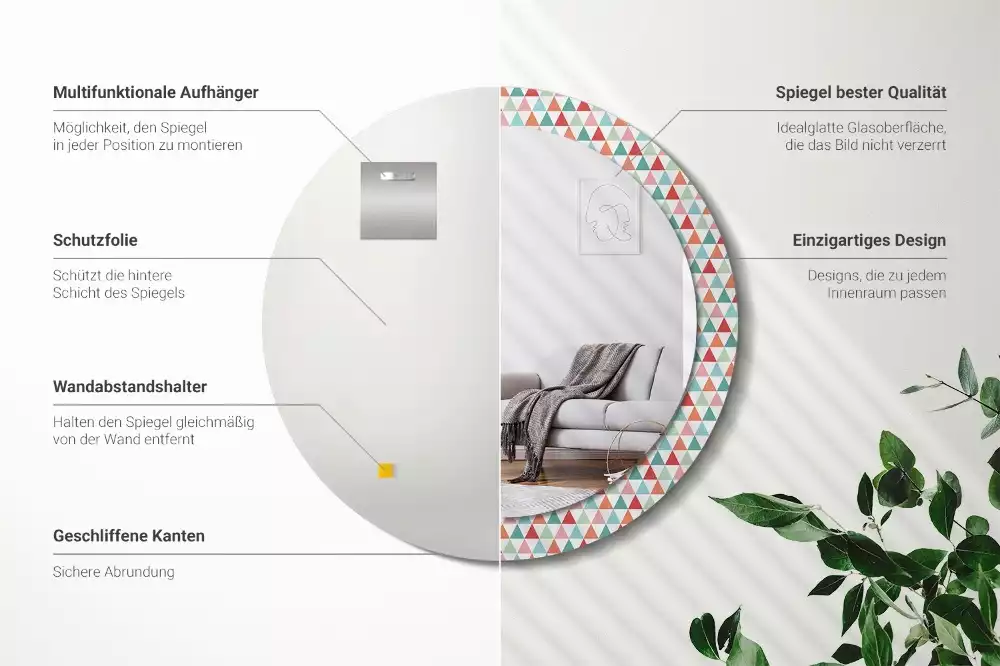 Espelho redondo decorativo Padrão geométrico