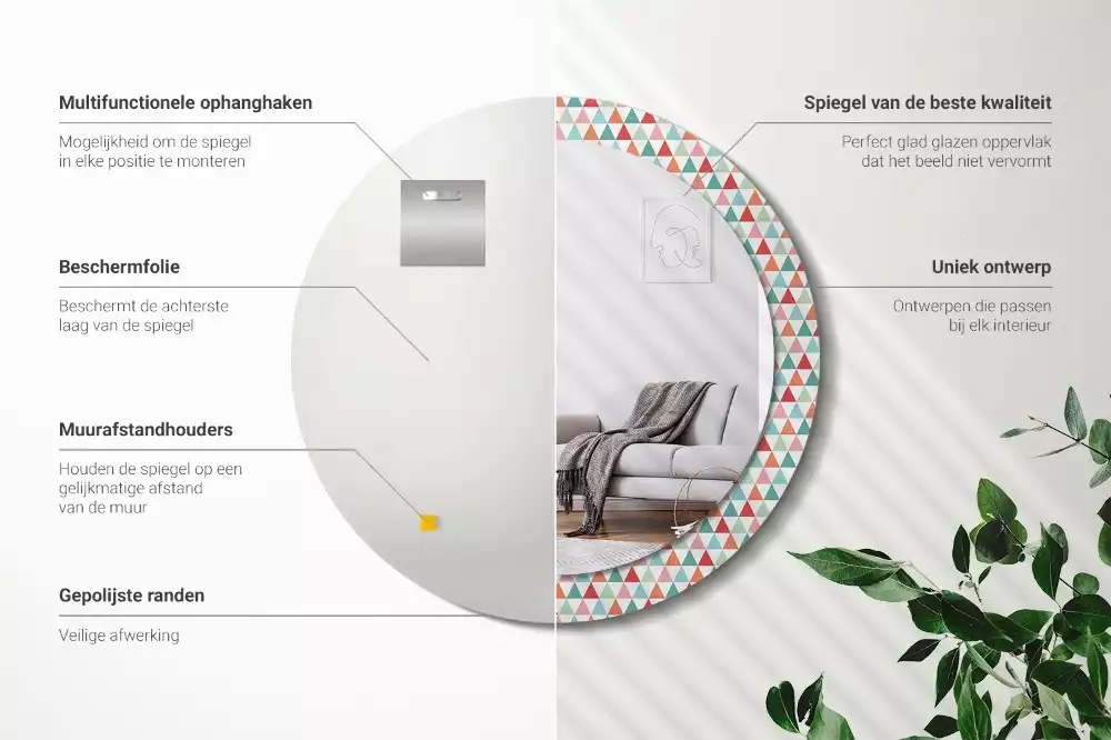 Espelho redondo decorativo Padrão geométrico