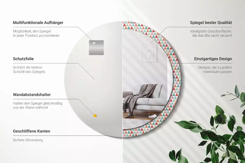 Espelho redondo decorativo Padrão geométrico