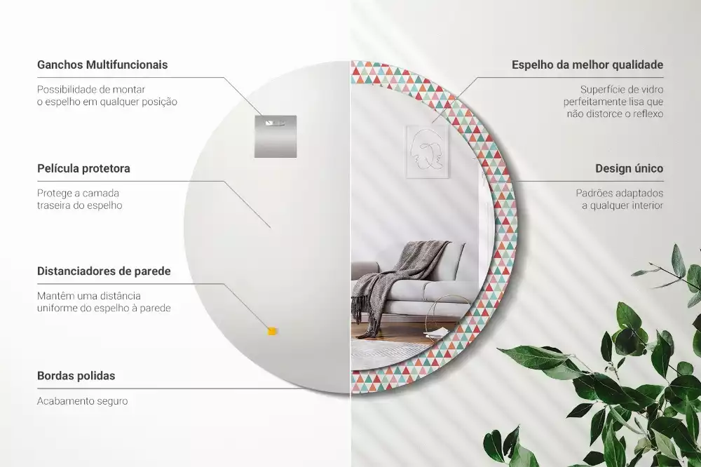 Espelho redondo decorativo Padrão geométrico