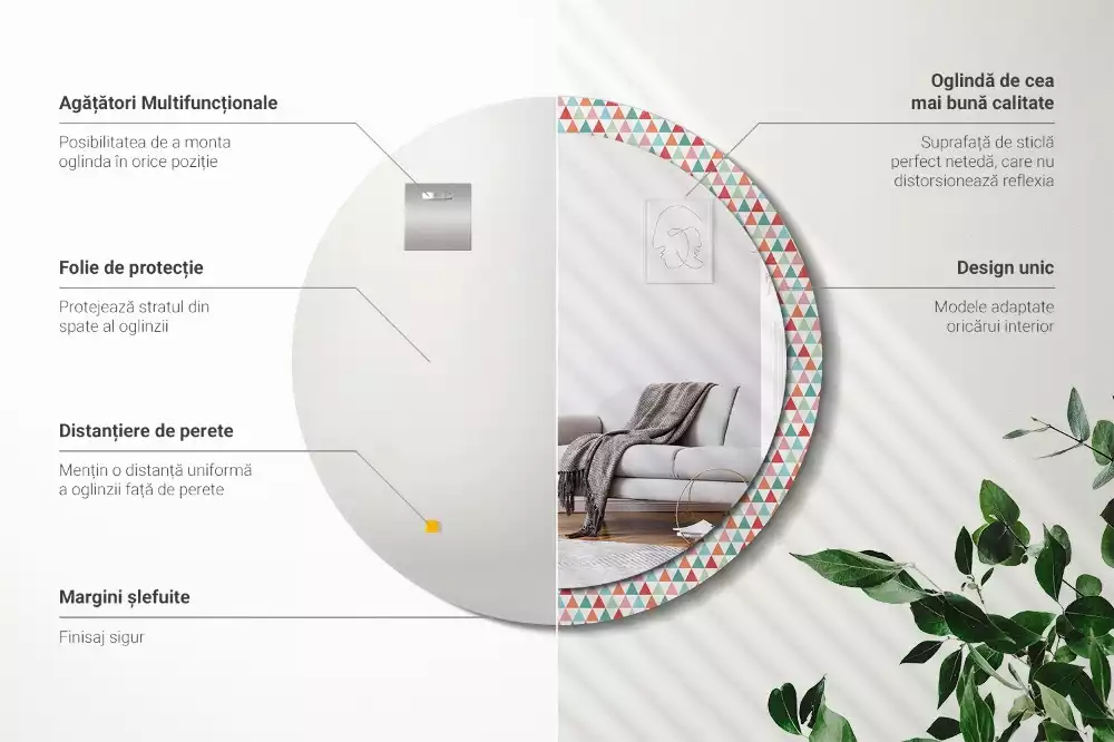 Espelho redondo decorativo Padrão geométrico