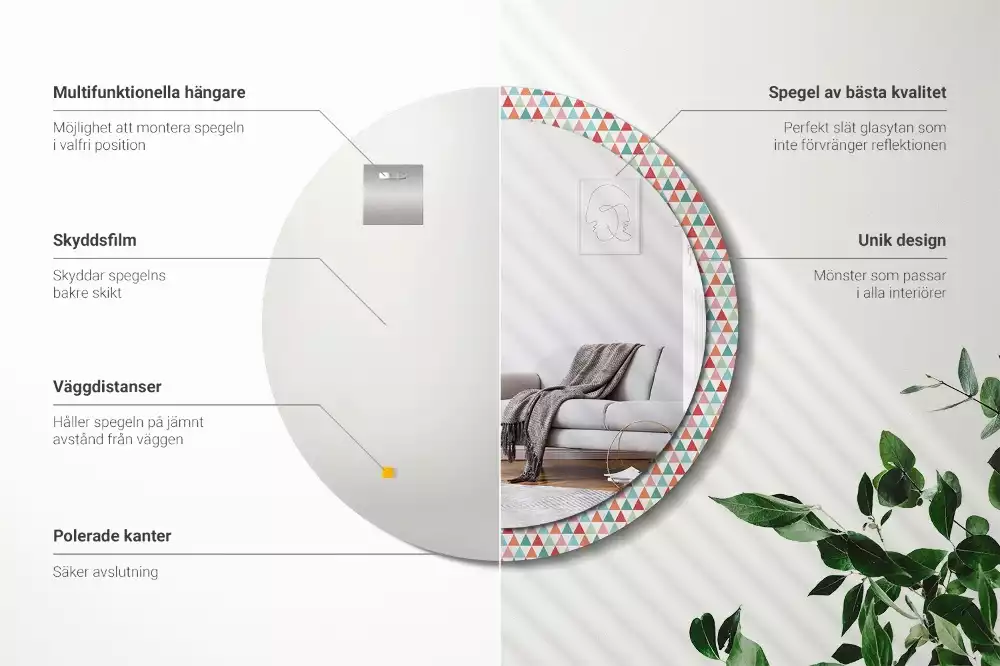 Espelho redondo decorativo Padrão geométrico