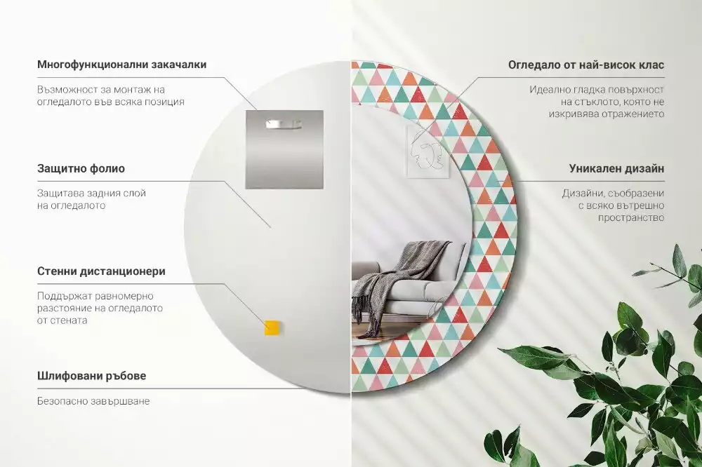 Espelho redondo decorativo Padrão geométrico