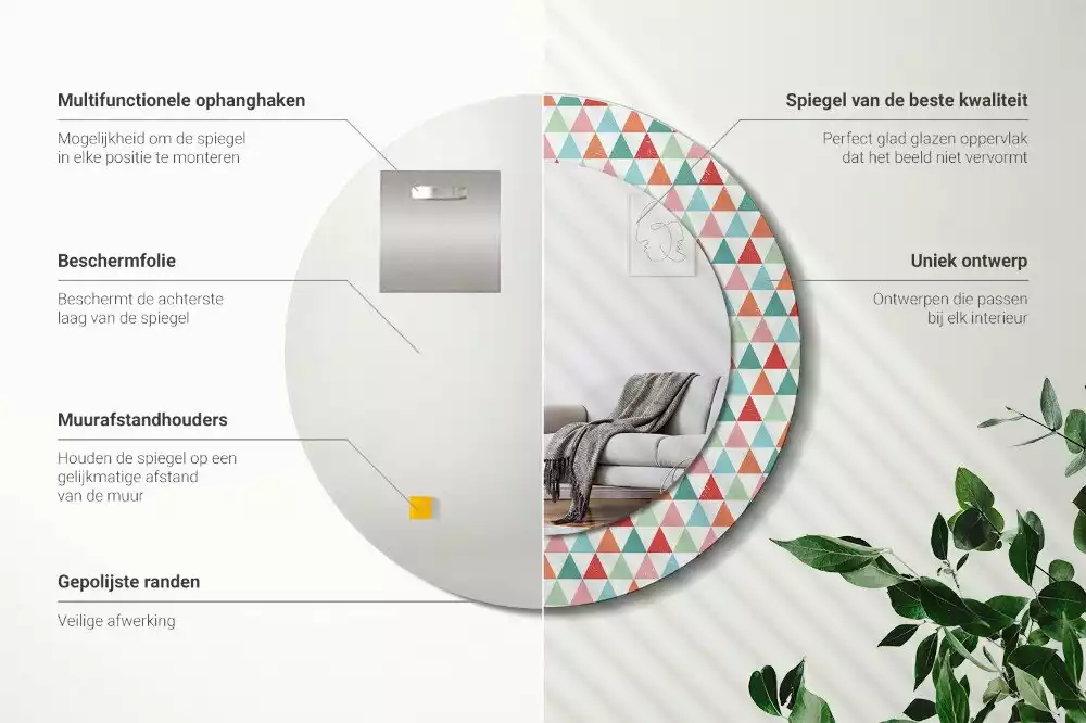 Espelho redondo decorativo Padrão geométrico