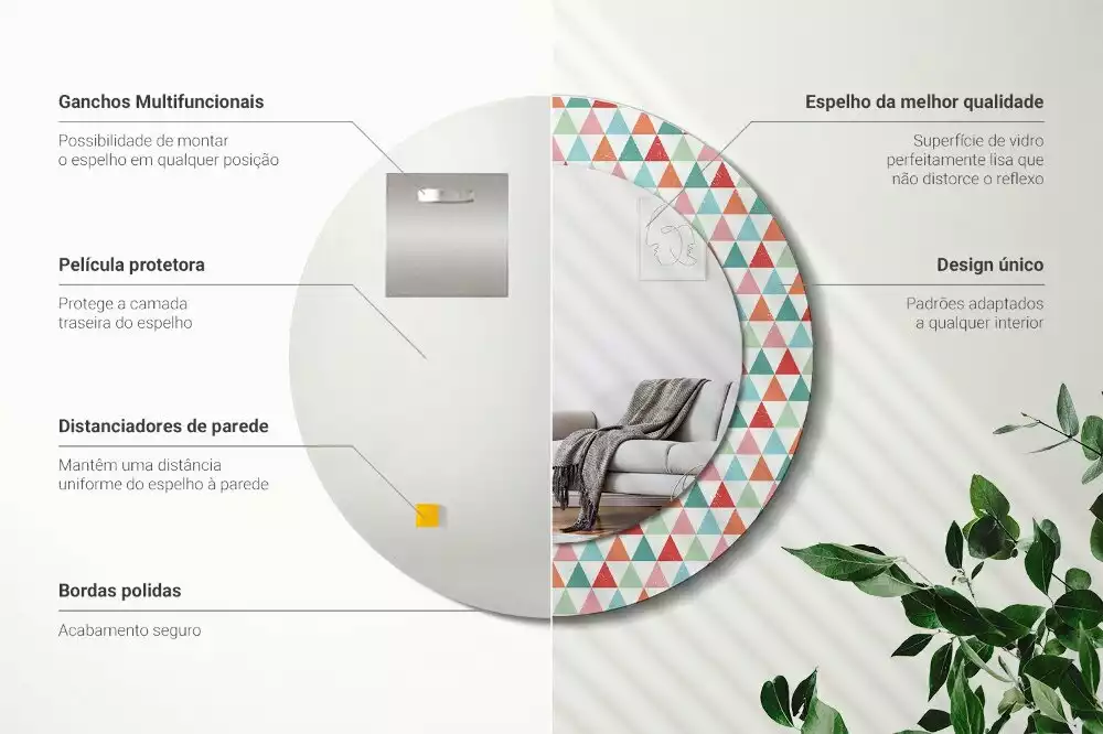 Espelho redondo decorativo Padrão geométrico