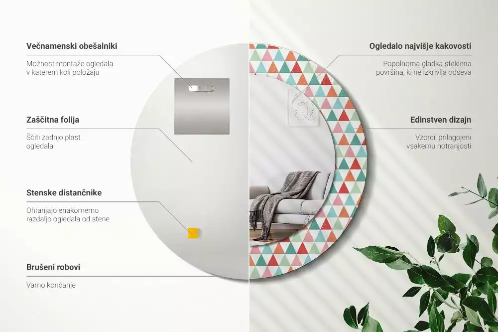 Espelho redondo decorativo Padrão geométrico