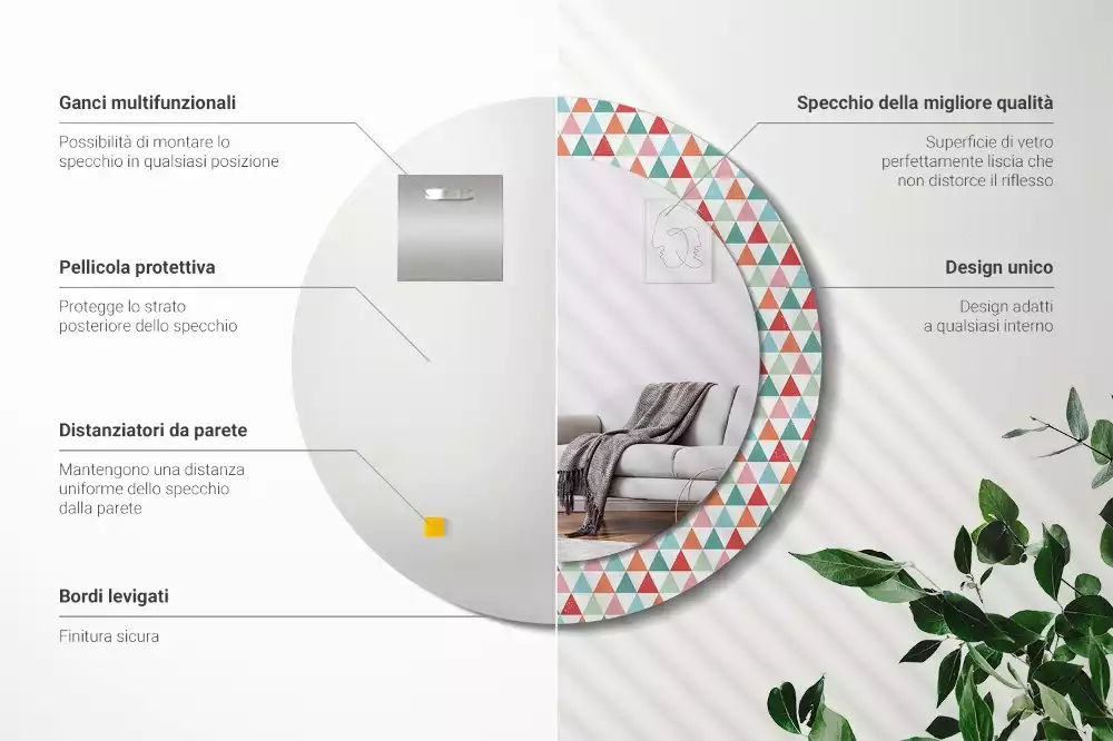 Espelho redondo decorativo Padrão geométrico